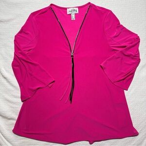 Joseph Ribkoff Fuchsia Zip-Front Blouse Size 10 Like New